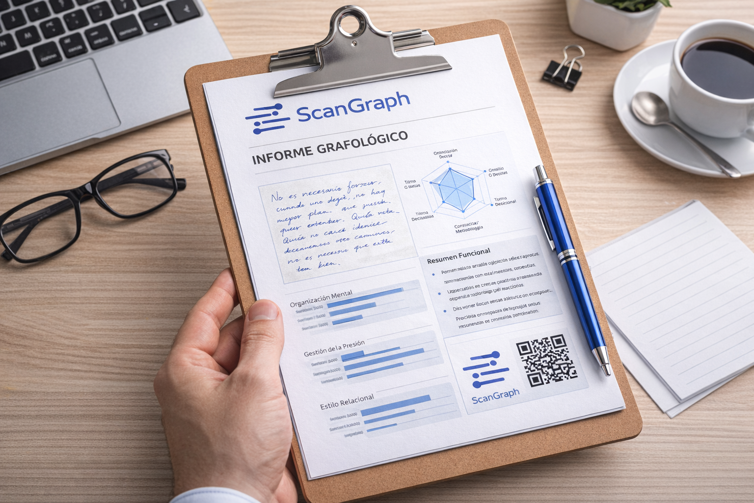 Informe grafológico profesional realizado con el sistema ScanGraph de análisis de escritura manuscrita
